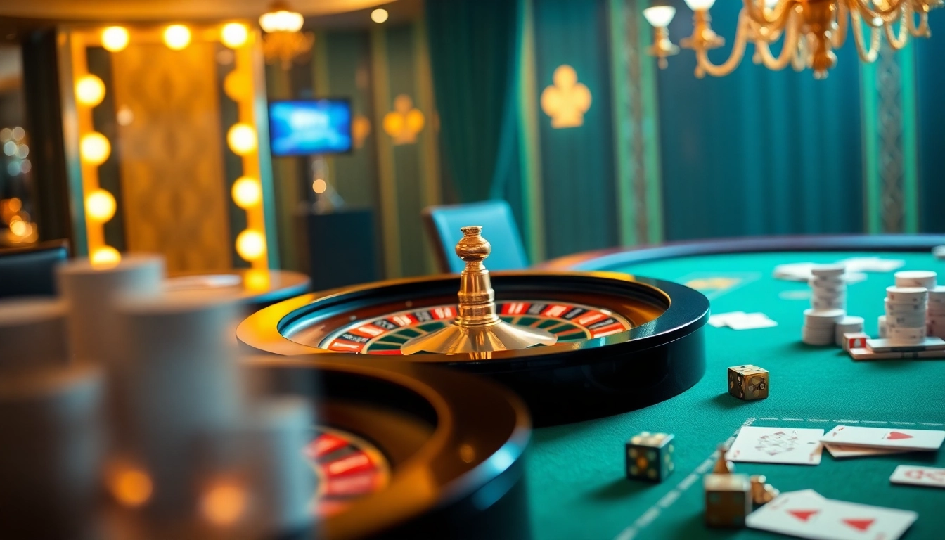Experience the thrill of 67bet online gambling with luxurious casino visuals featuring roulette and poker.