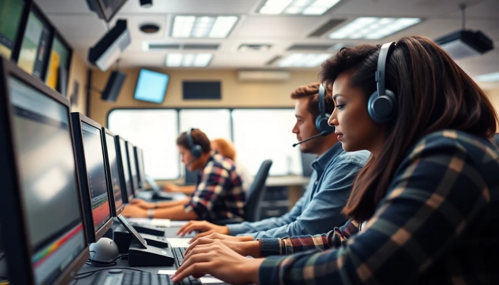 Truck Dispatch Services team coordinating loads efficiently in a vibrant office environment.