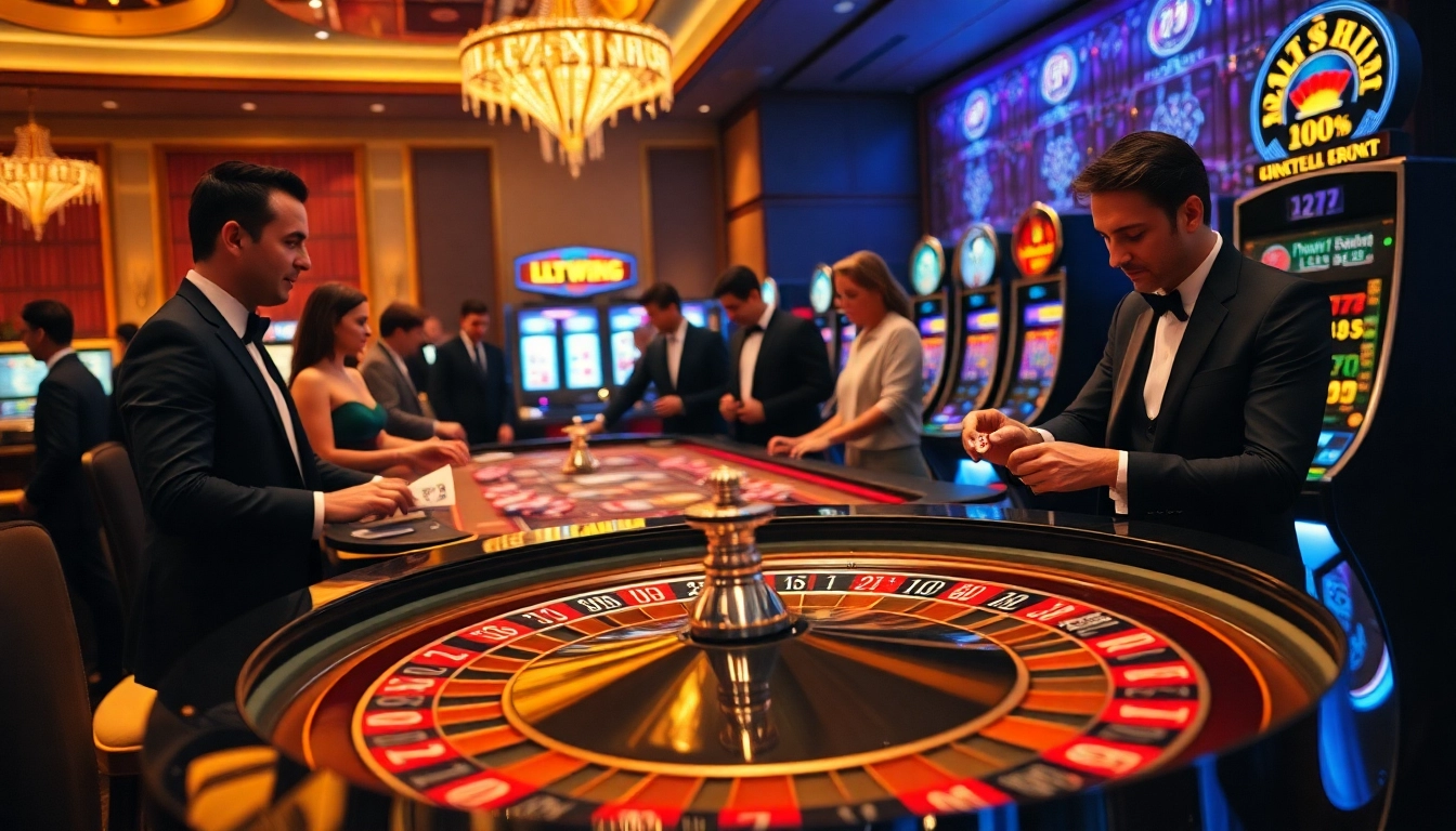 Players enjoying a thrilling roulette game at 1179king casino, showcasing luxury and excitement in gambling.