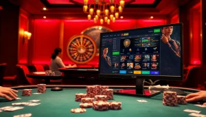Engaged players at a luxurious UU88 poker table, creating a thrilling gambling atmosphere.
