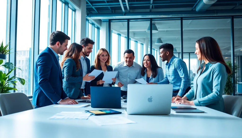 Collaborative meeting showcasing Business strategies among diverse professionals.