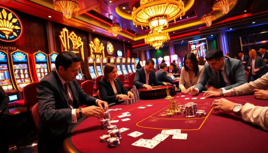 Intense players at a luxurious 79king casino table engaged in high-stakes poker.