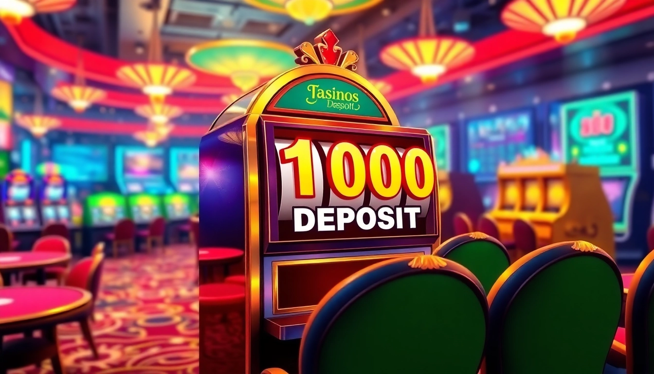 Menangkan slot deposit 1000 dengan mesin slot berwarna cerah di kasino yang meriah.