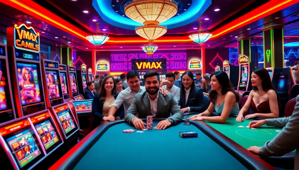 Experience the thrill of the vmax game at a luxurious online casino with vibrant slot machines.