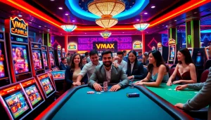 Experience the thrill of the vmax game at a luxurious online casino with vibrant slot machines.