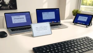 Sogou Input Method download interface depicted in a modern workspace setting.