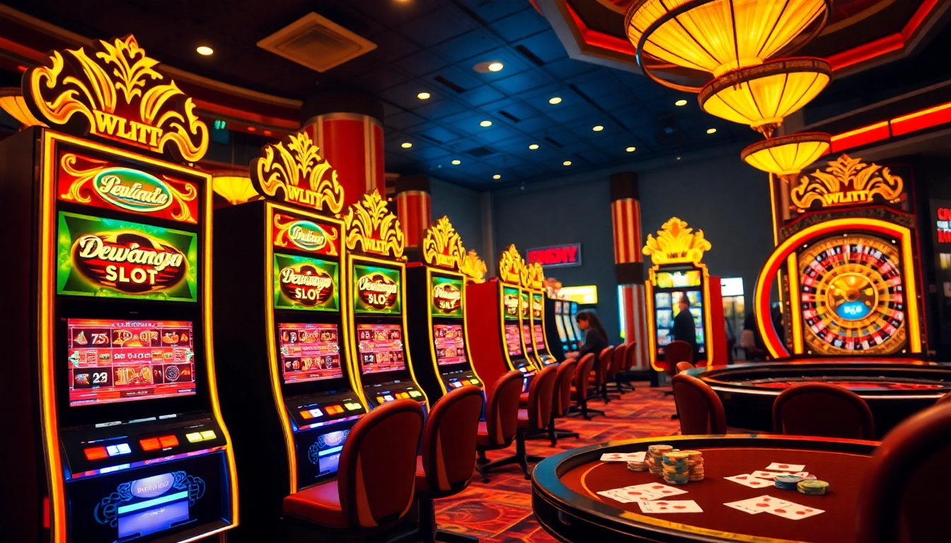 Pemain yang terlibat menikmati pengalaman slot dewanaga89 dalam suasana kasino yang hidup.