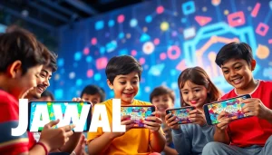 Engaging players enjoying Jawal Games on mobile devices with colorful graphics and a lively atmosphere.