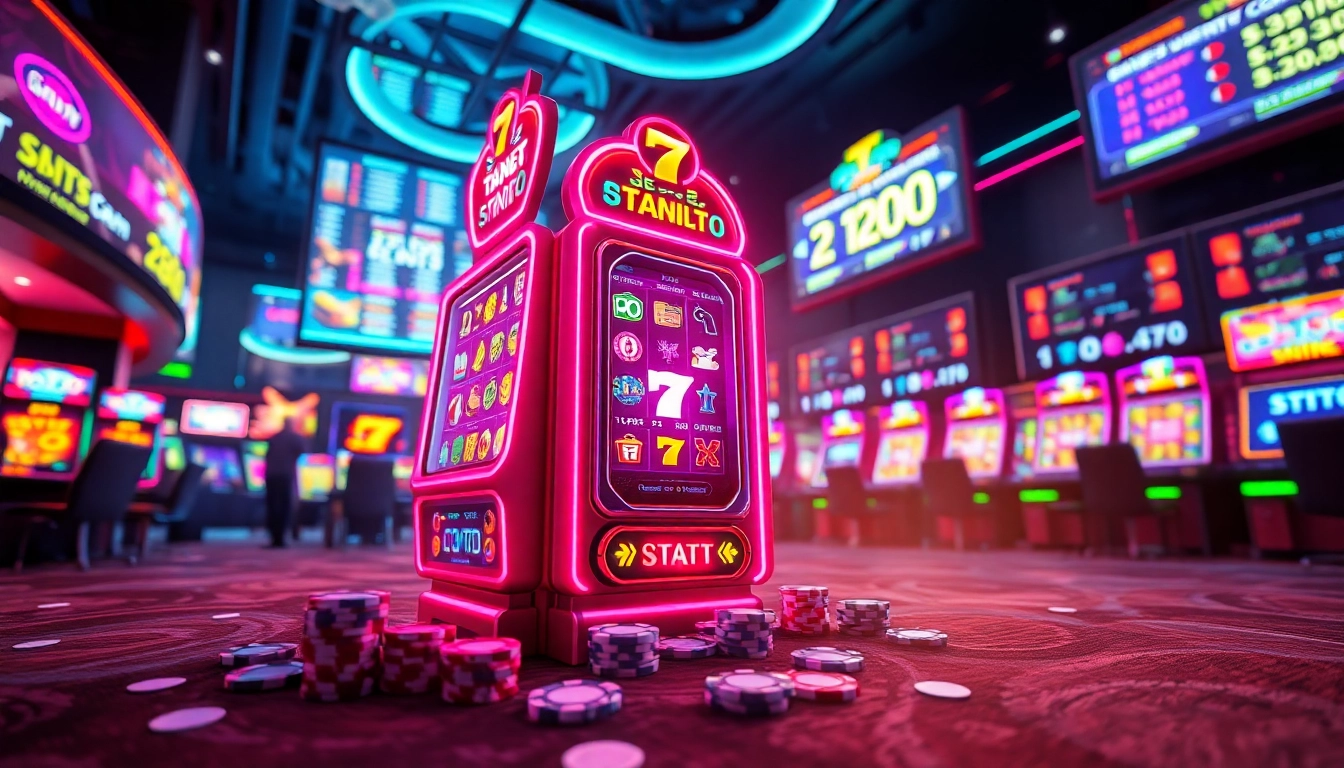 Rasakan keceriaan petanitoto dengan mesin slot berwarna-warni yang bersinar di tengah casino virtual.