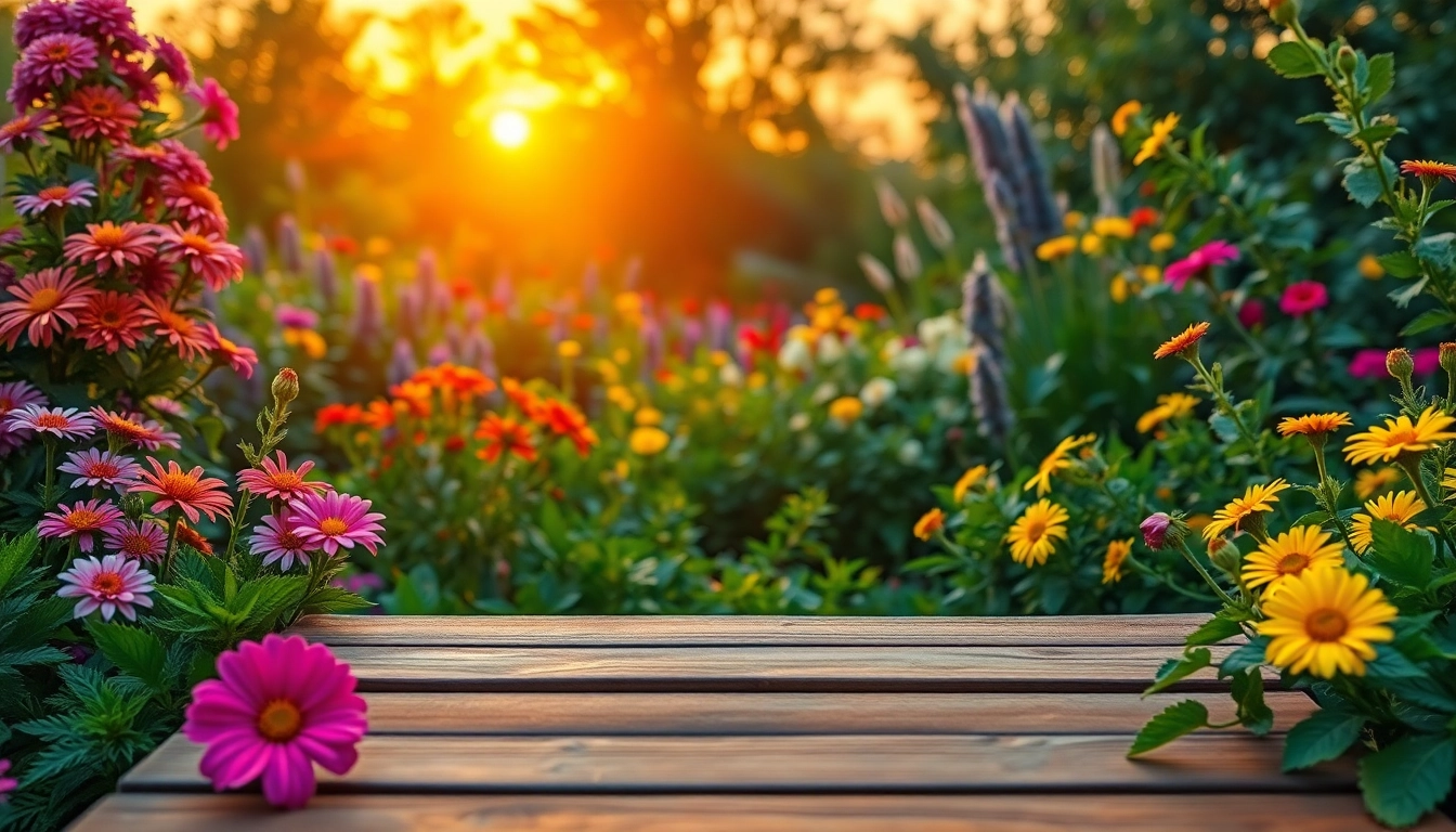 Engage in Gardening with vibrant flowers and lush greenery in a serene garden setting.