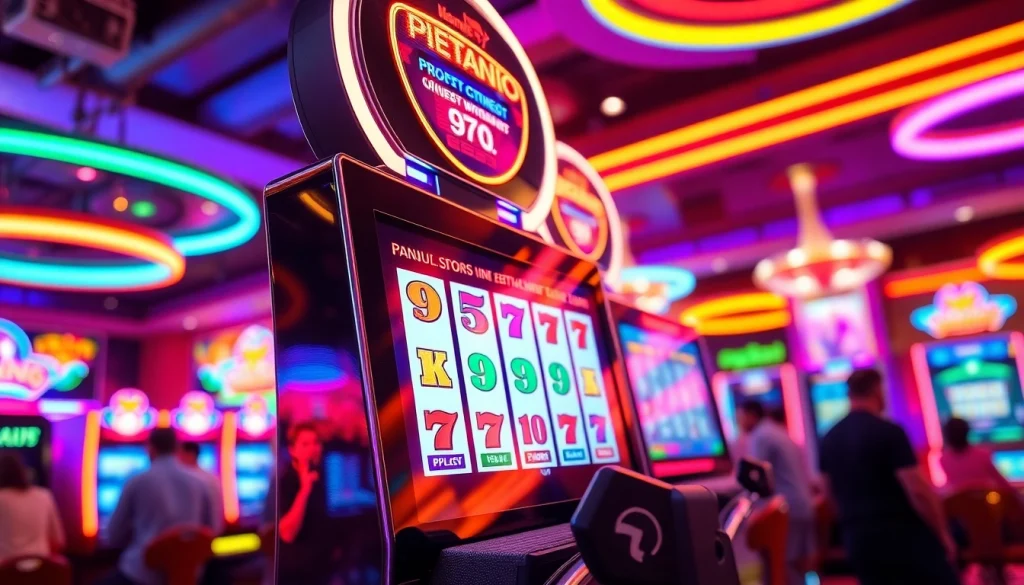 Menyelami pengalaman petanitoto dengan mesin slot yang hidup dan suasana kasino yang ceria.