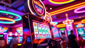 Menyelami pengalaman petanitoto dengan mesin slot yang hidup dan suasana kasino yang ceria.