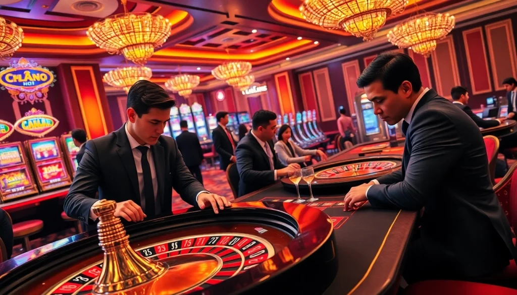 Experience the excitement of Hay 88 with professional gamblers at a luxurious casino table.