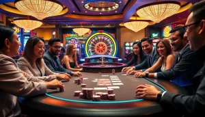 W88 players celebrating a winning hand at a premier casino poker table.