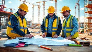 Collaborating professionals at a construction association in Colorado demonstrating teamwork and innovation.