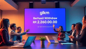 BOX138 celebrates a successful financial withdrawal in a modern office environment with professionals.