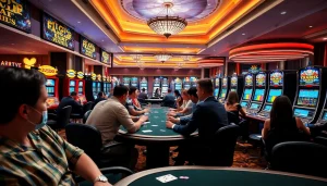 Engaging casino atmosphere at https://casinodeets.com featuring players enjoying gaming tables.