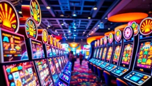 Permainan slot sayapbola dengan grafik vibrant dan mesin slot berwarna-warni menarik perhatian.