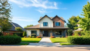 Highlight vibrant real estate property in a serene setting showcasing modern design.