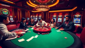 Experience thrilling betting excitement at LV88's luxurious casino with poker tables and roulette.