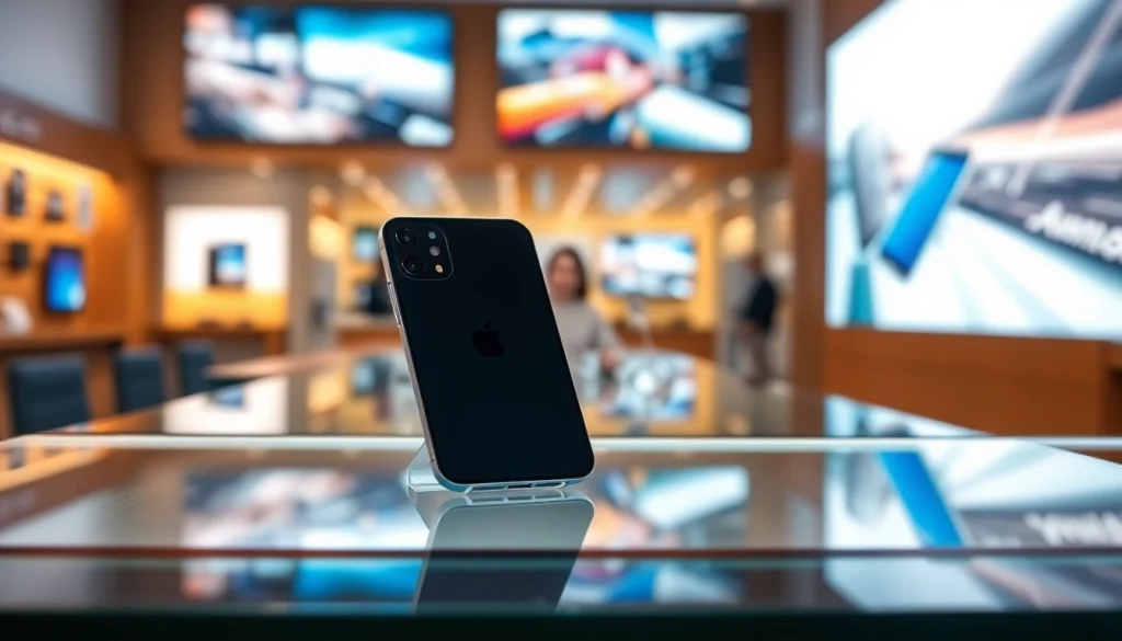 Vibrante imagen del iPhone 15 Plus con características destacadas en un entorno moderno.