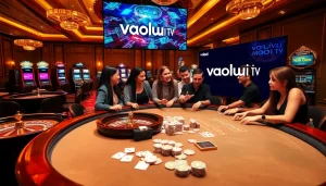 Experience live sports and excitement with Vaoluoi tv on a luxurious casino floor.