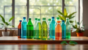 Visual representation of plastic bottle packaging showcasing eco-friendly designs and vibrant colors.