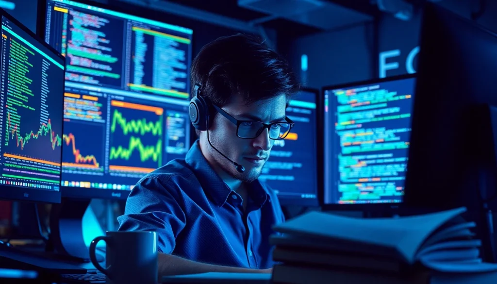 Web scrapping in action with a developer analyzing Amazon price fluctuations on multiple screens.