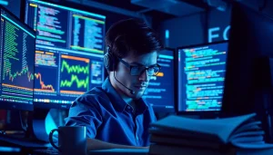 Web scrapping in action with a developer analyzing Amazon price fluctuations on multiple screens.