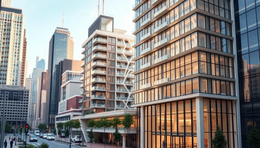 Architekturmodellbau Saarbrücken: Detailliertes Modell eines modernen Gebäudes in urbaner Umgebung.