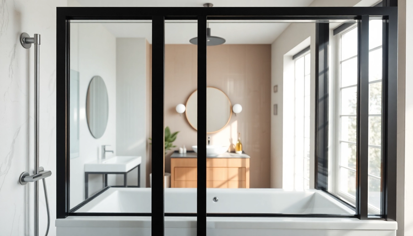 Showcasing a stunning black shower enclosure black frame in a modern bathroom with clear glass.