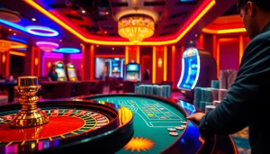 Experience the excitement of Onicplay with vibrant casino visuals, roulette, and poker activities.