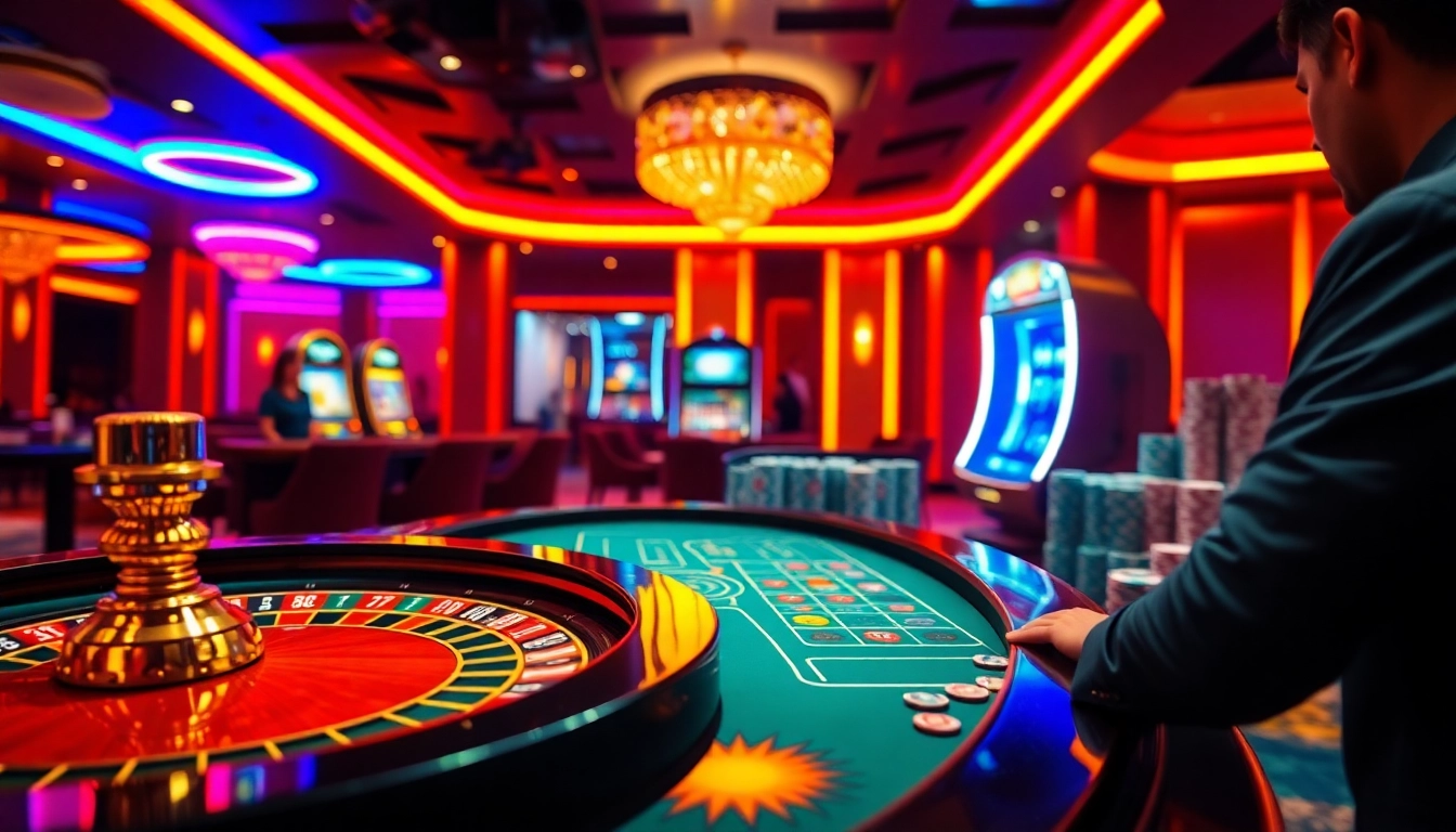 Experience the excitement of Onicplay with vibrant casino visuals, roulette, and poker activities.