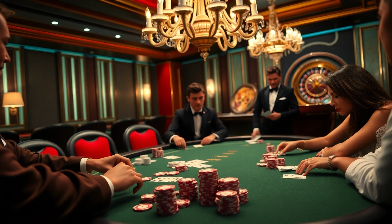 Players engaging in intense poker action at https://mm88.co.in/, showcasing high-stakes excitement and luxury.