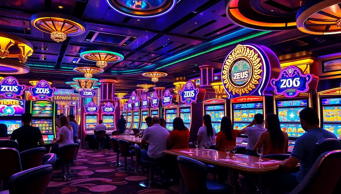 Engage with the thrilling slot zeus machine in a vibrant casino environment filled with excitement.