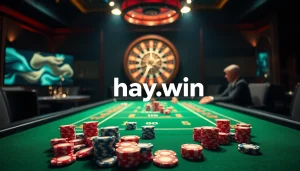 Players enjoying strategic poker at hay.win's luxurious casino table.