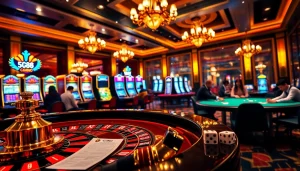 Players engaging in high-stakes gambling at a luxurious casino table on https:/sc88.bz/.