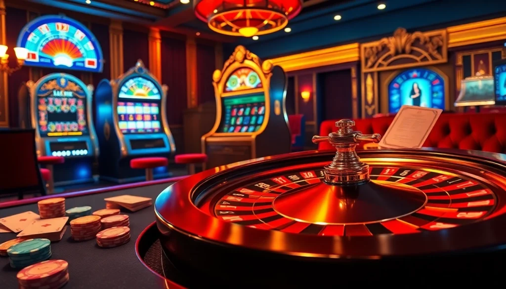 Experience the excitement of the hidden wiki with a vibrant casino scene featuring roulette and poker elements.
