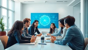 AI Employee collaborating in a modern workspace with human teammates.