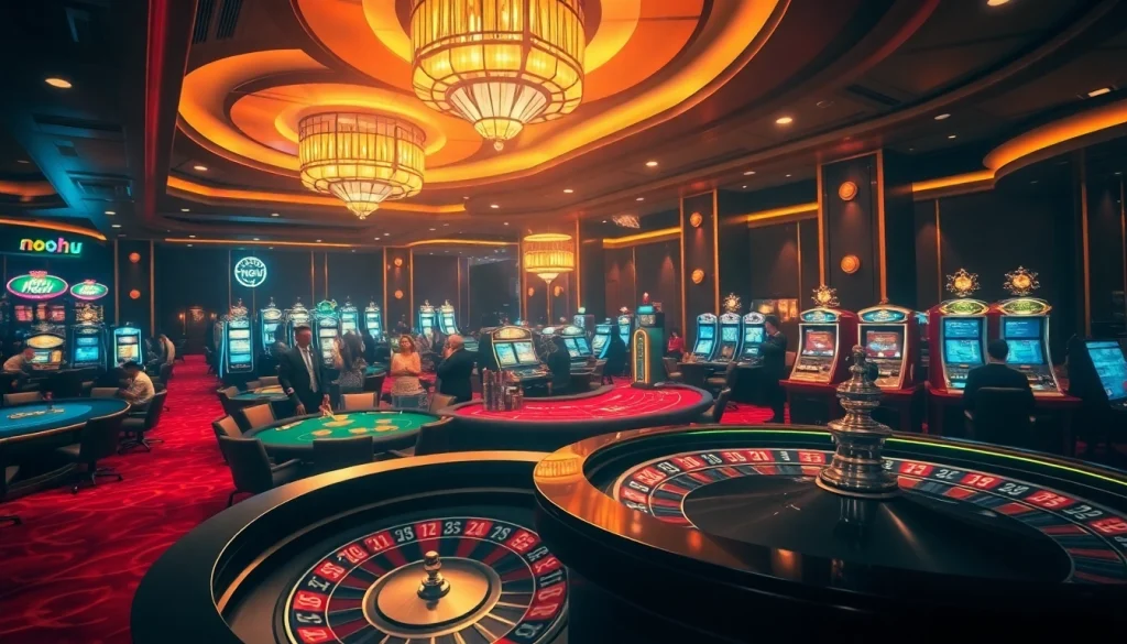 NoHu casino experience showcasing premium gambling tables and vibrant atmosphere.