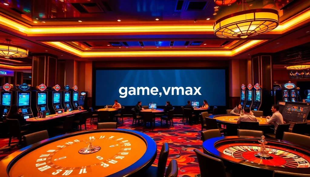 Experience the thrill of game vmax in a luxurious casino with vibrant gaming action and classic elements.