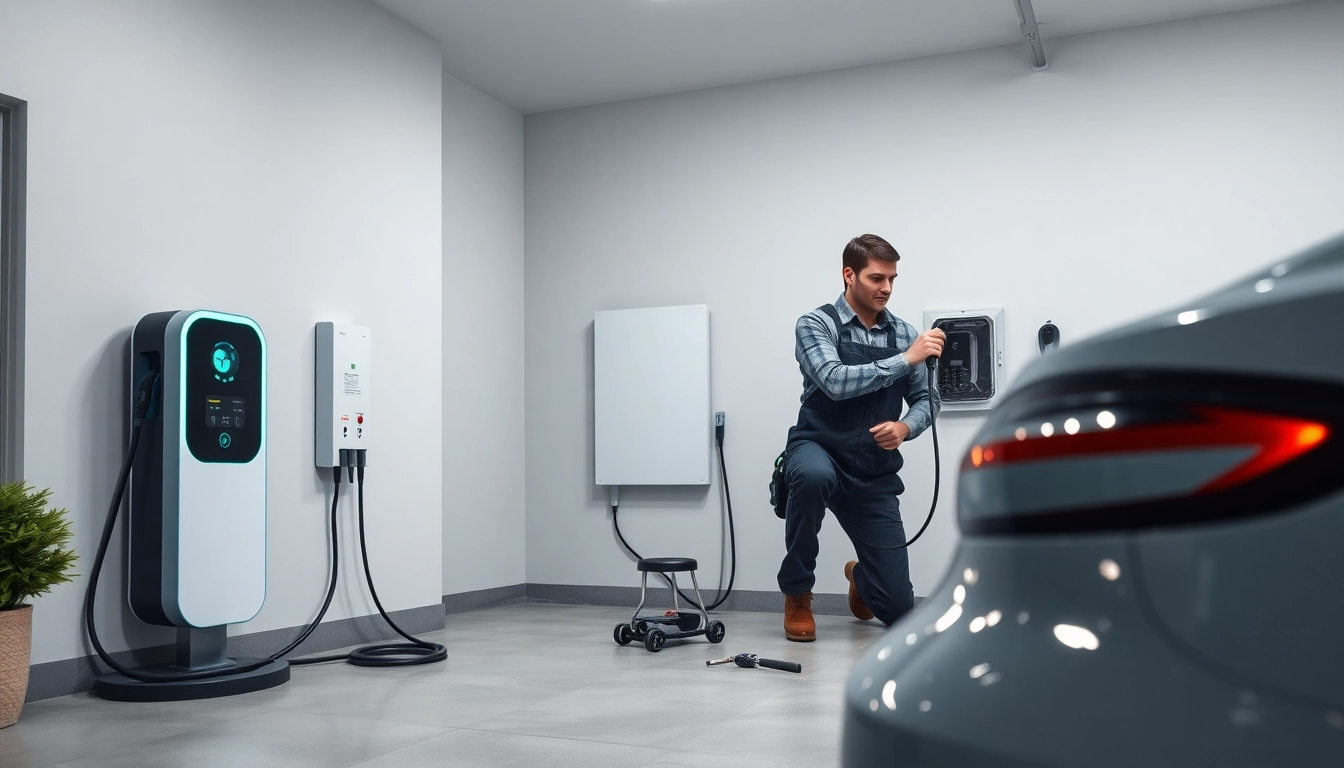 EV charger installation estimate in a home garage by a certified electrician.