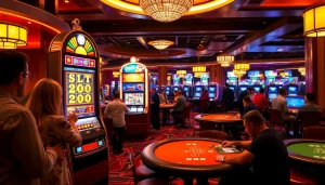 Mainkan permainan seru di mesin Slot Bet 200 dalam lingkungan kasino yang mewah.