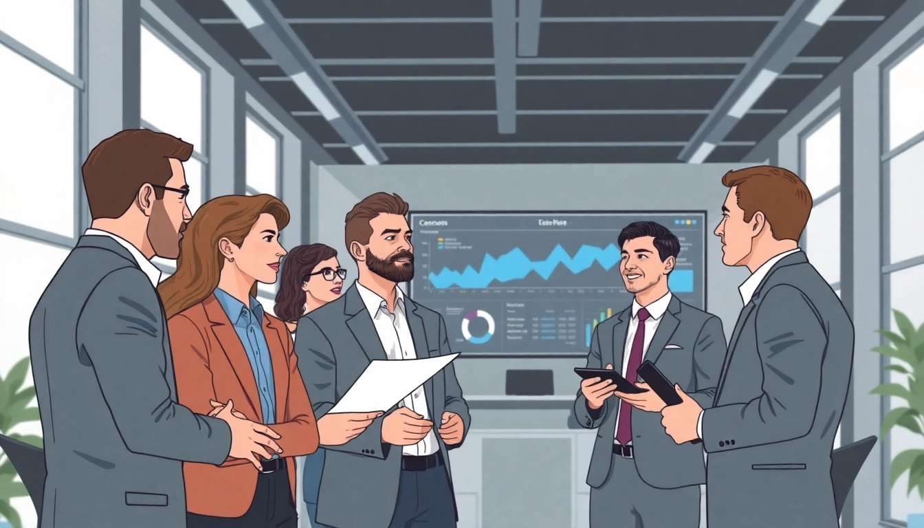 Discussing the AI Credit Decisioning Engine for Bank in a modern office setting with business professionals.