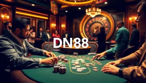 Experience thrilling casino action at DN88 poker table with luxurious settings.