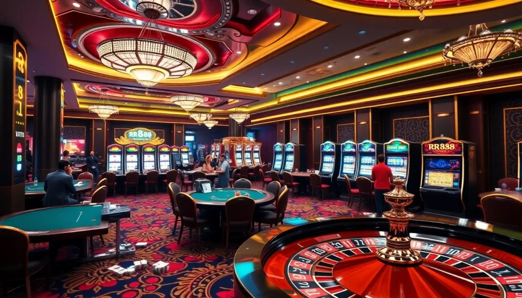 Experience the excitement of online gambling at https://rr88me.com/ with vibrant casino visuals.