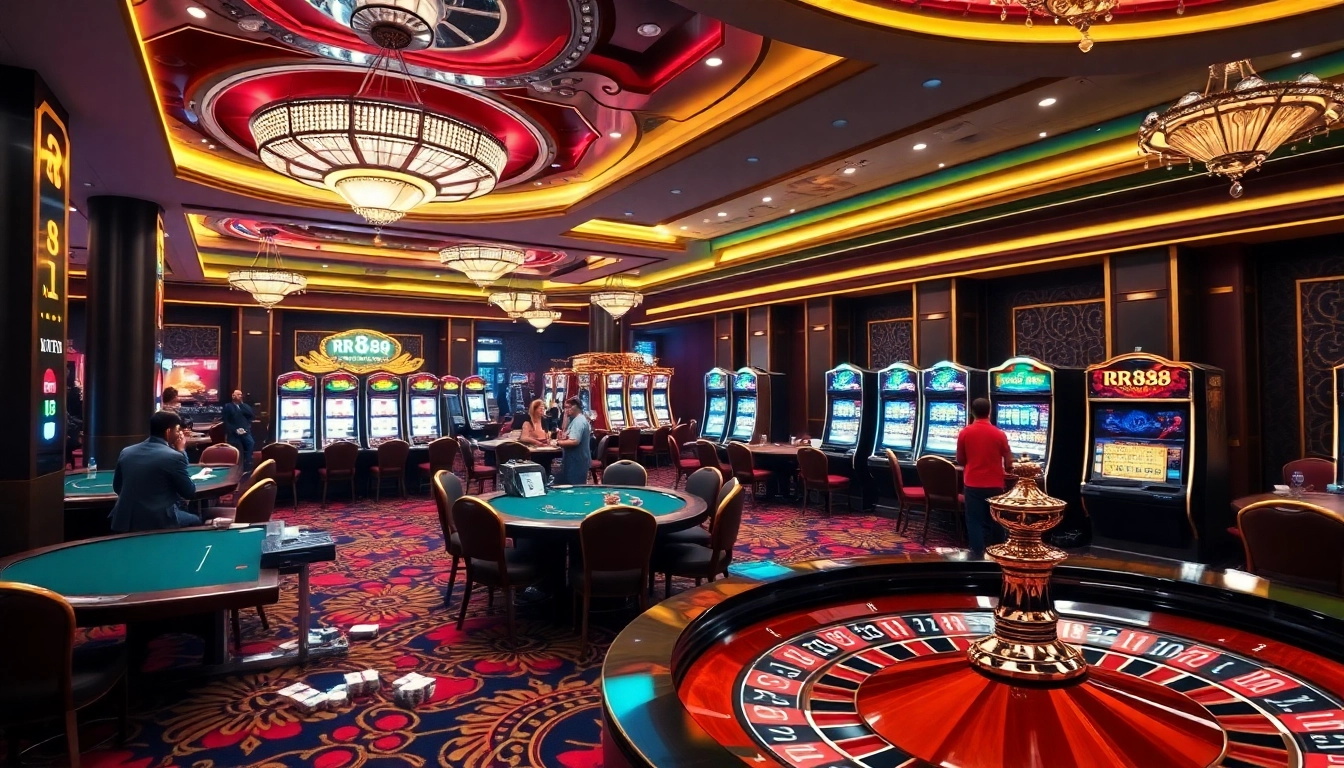 Experience the excitement of online gambling at https://rr88me.com/ with vibrant casino visuals.