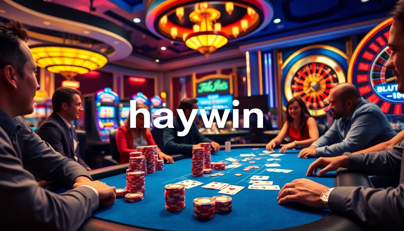Players engaging in an action-packed poker game at Haywin casino, highlighting excitement and strategy.