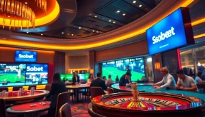 Sbobet sports betting scene showcasing exciting games and vibrant casino ambiance.