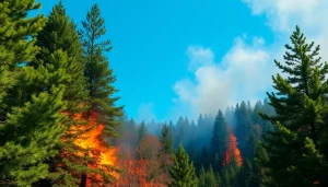 Witness the dynamic wildfire events shaping the forest, illustrating nature's cycle.